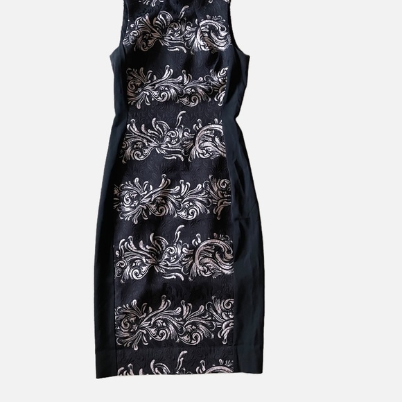 H&M Dresses & Skirts - H&M black and beige damask sheath sleeveless dress with rear slit size 8